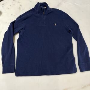 Polo Ralph Lauren Men's S 100% Cotton Navy Tight-Knit 1/4 Zip Pullover Sweater